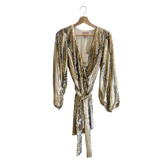 Show Me Your Mumu Wear Me Out Dress Champagne Beaded Sequins S NWT - Picture 4 of 8